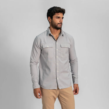 mens all purpose oxford double chest pocket shirt color alloy