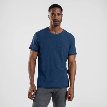 mens antibacterial crew neck tshirt color natural blue
