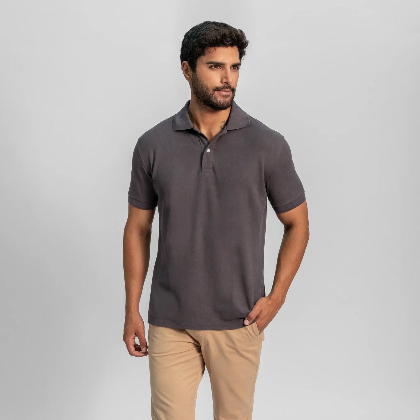 mens breathable lacoste pique polo shirt color natural gray
