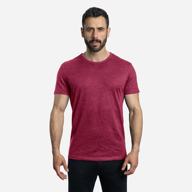 mens low impact dye crew neck tshirt color natural red