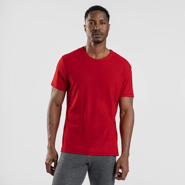 mens low impact dye crew neck tshirt color red