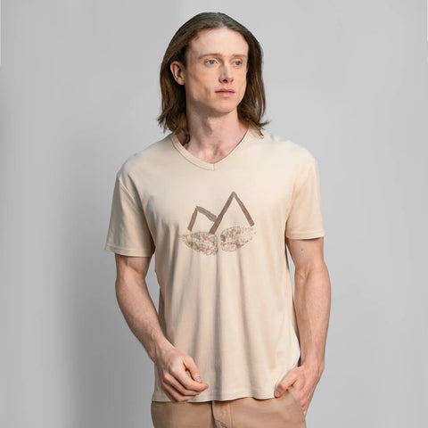 Men's Eco Print Pima Cotton V-Neck T-Shirt