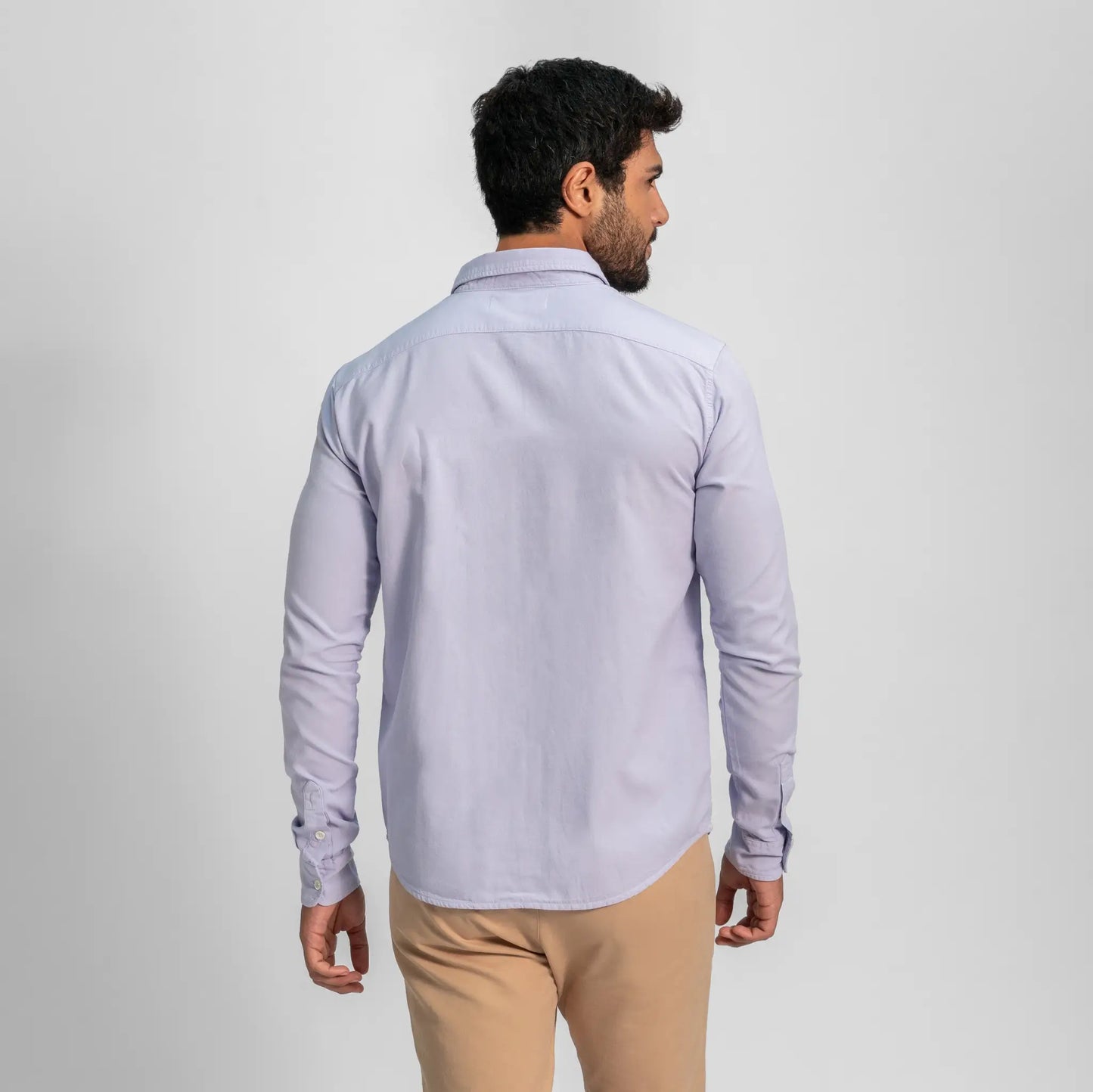 mens low impact dye twill buttonup chest pocket shirt color thistle