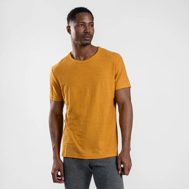 mens moisture wicking crew neck tshirt color gold