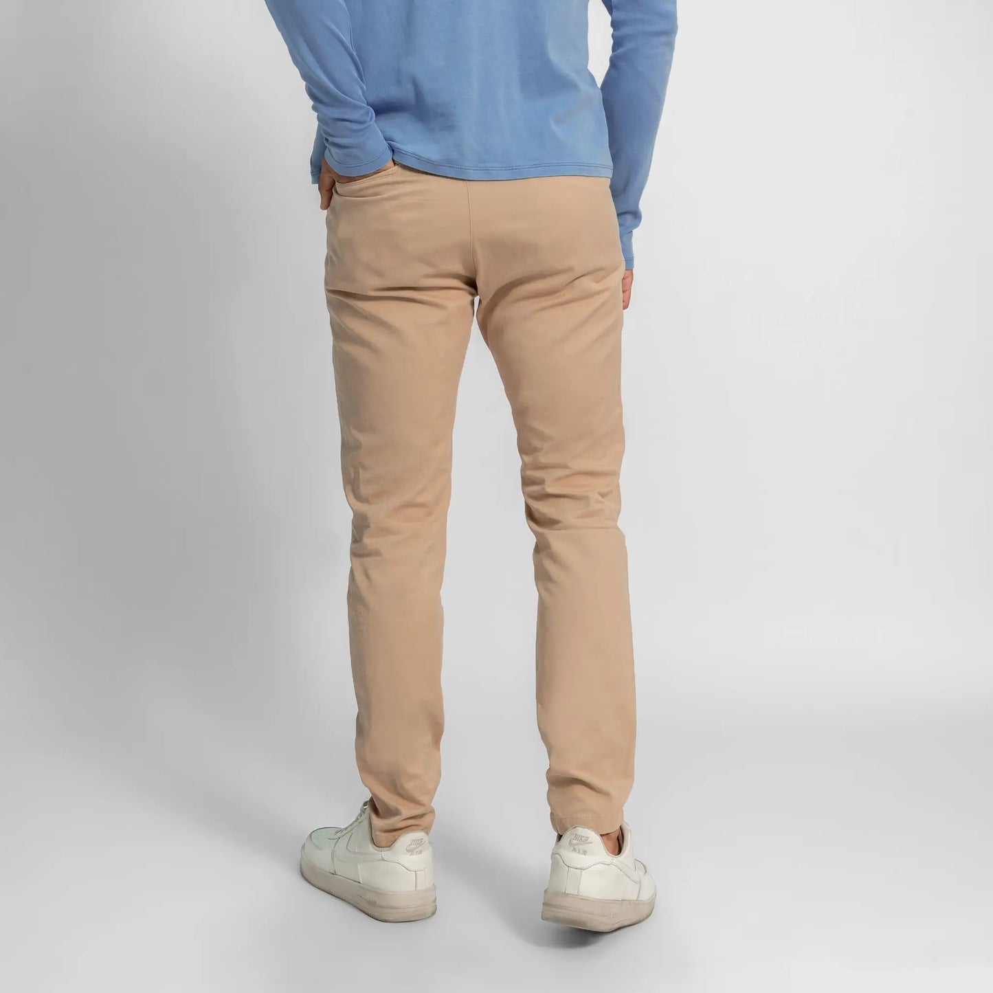 mens organic materials slim fit drill pants color beige