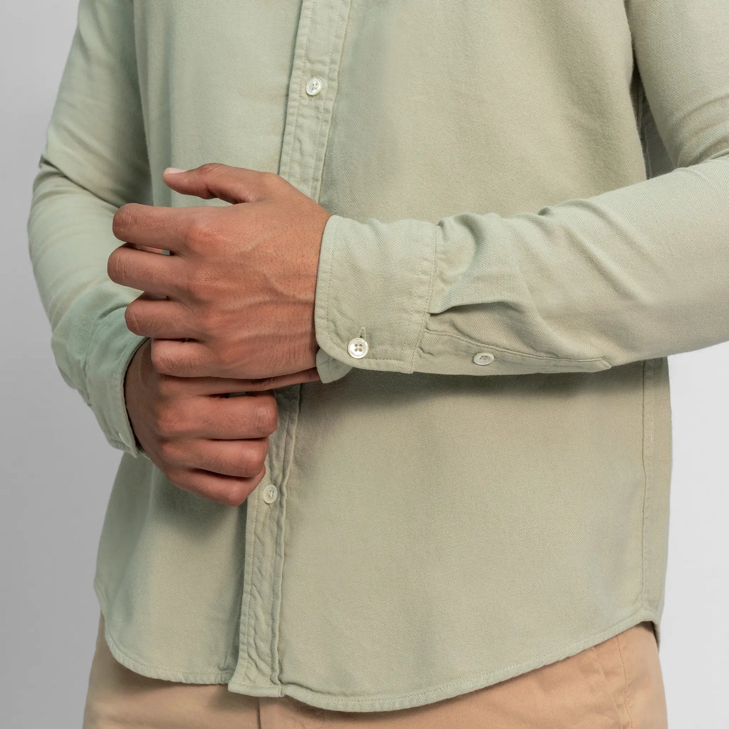 mens versatile design lightweight oxford button up shirt color celadon tint