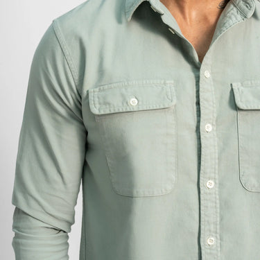 mens versatile design oxford double chest pocket shirt color basil