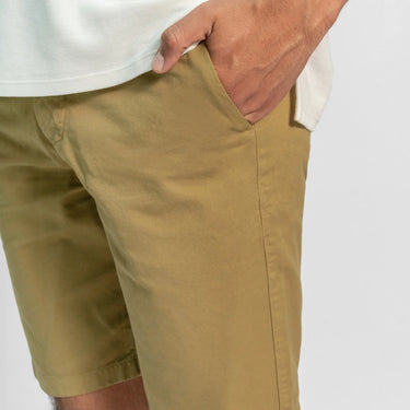 mens versatile design slim fit drill shorts color light olive