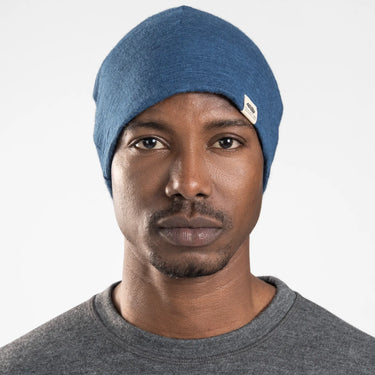 unisex comfortable fit beanie color natural blue