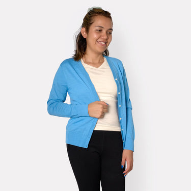 womens alpaca wool gots cardigan color skyblue