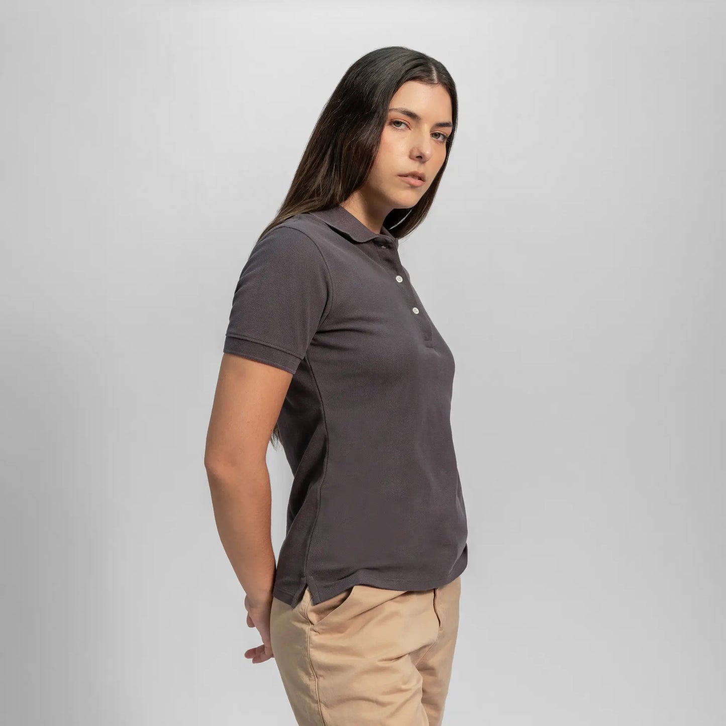 womens finest pima lacoste pique polo shirt color natural gray