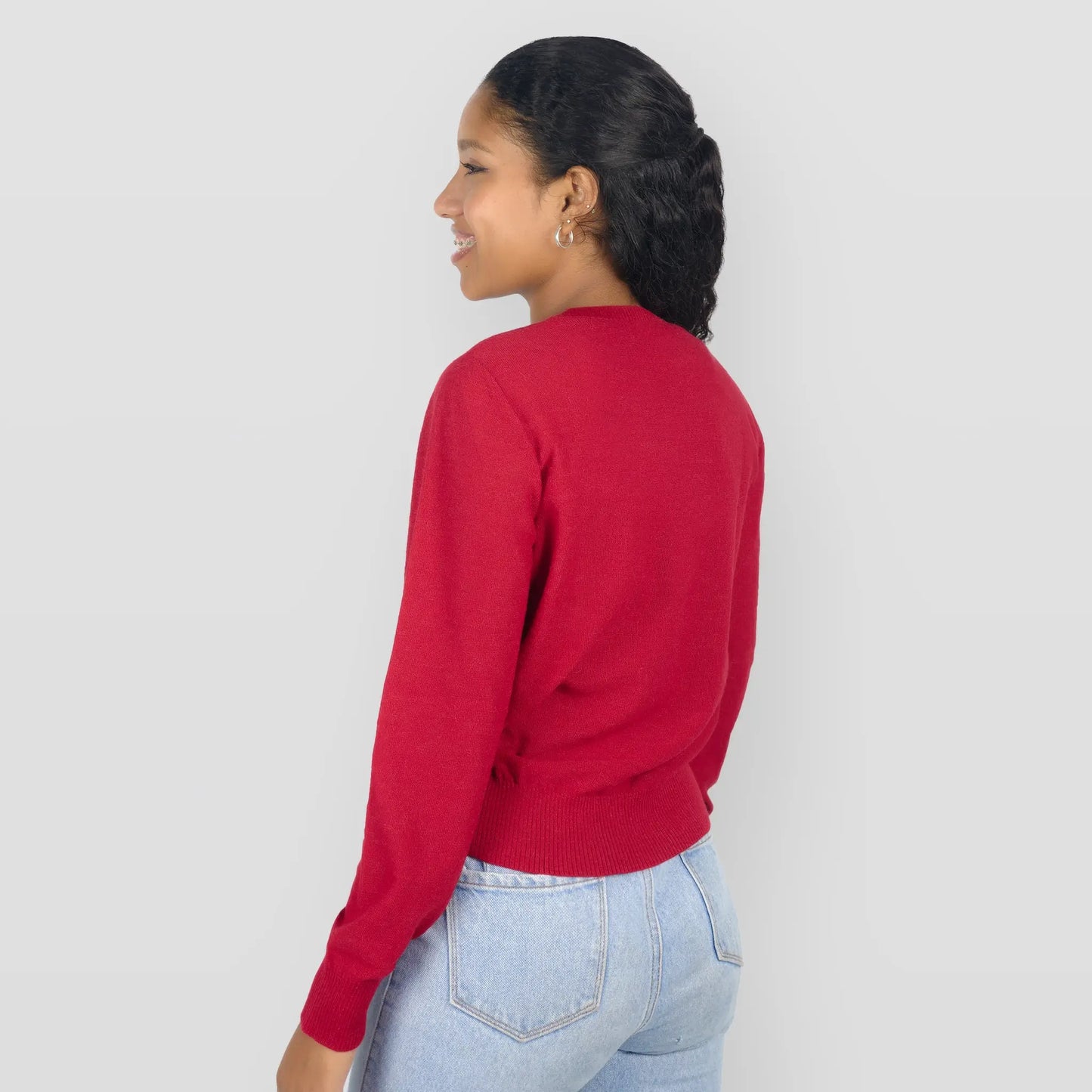 womens low impact dye alpaca sweater color red