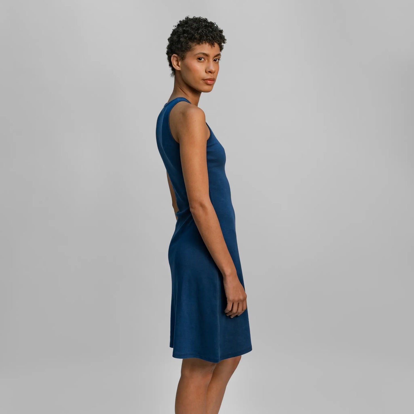 womens most sustainable bodycon dress color natural blue