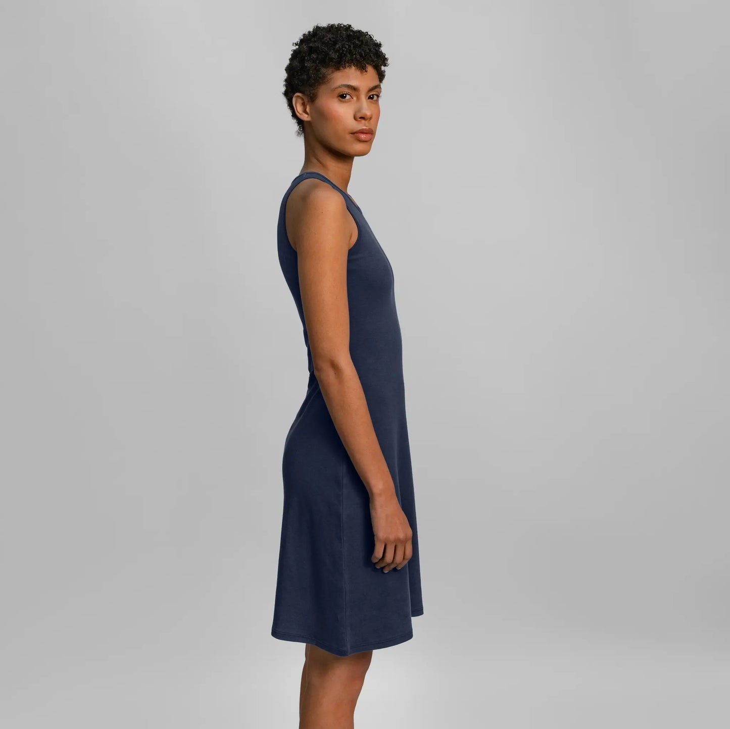 womens organic cotton fabric bodycon dress color navy blue