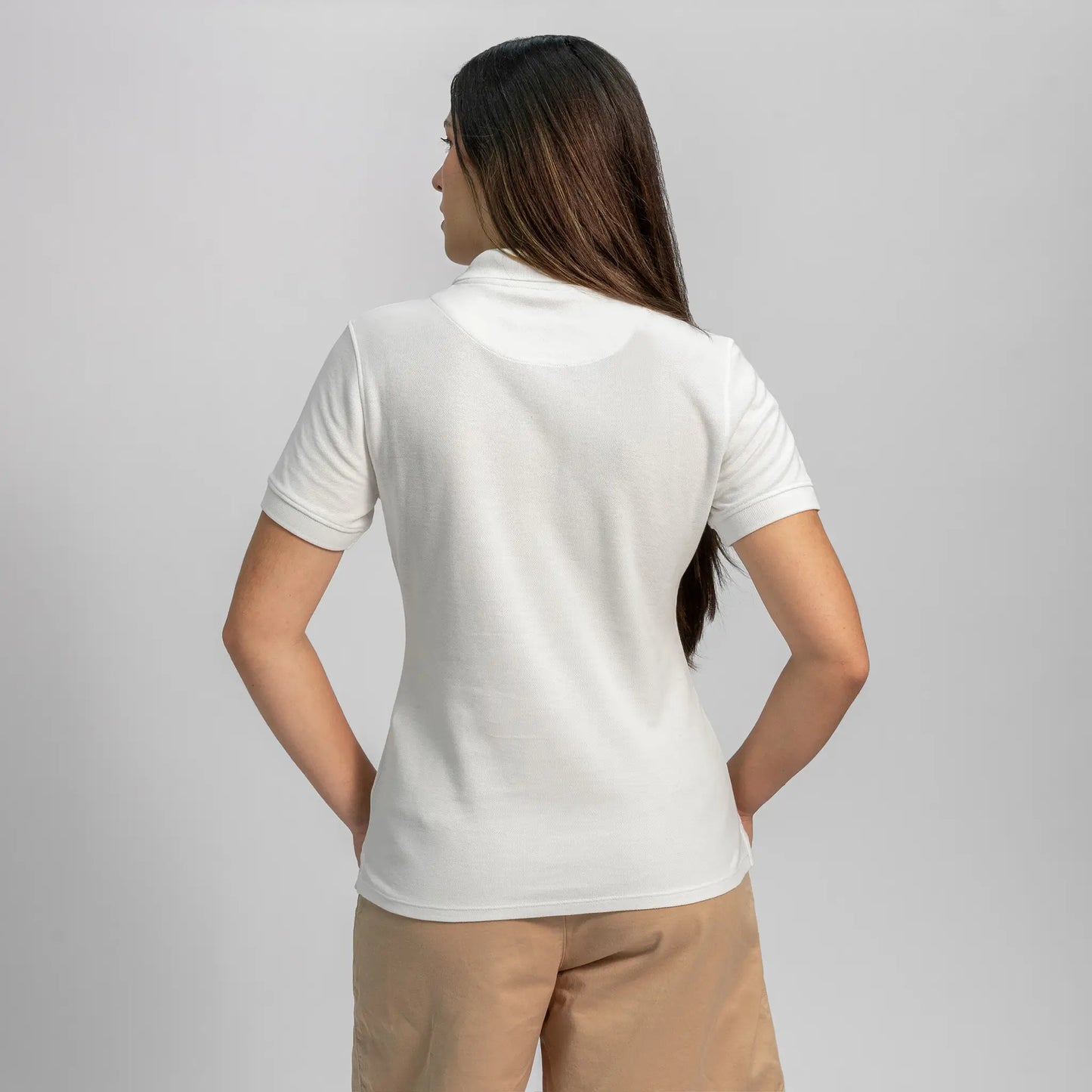 womens organic cotton fabric lacoste pique polo shirt color white