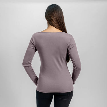 womens pima cotton scoop neck long sleeve color natural gray