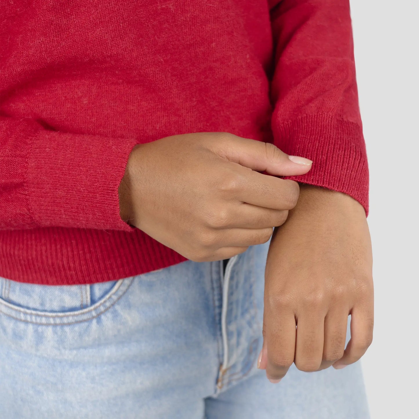 womens single origin alpaca sweater color red