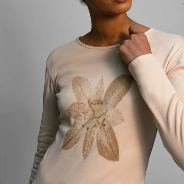 womens smooth pima cotton ecoprint long sleeve color ecoprint