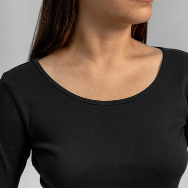 womens ultra soft scoop neck long sleeve color black
