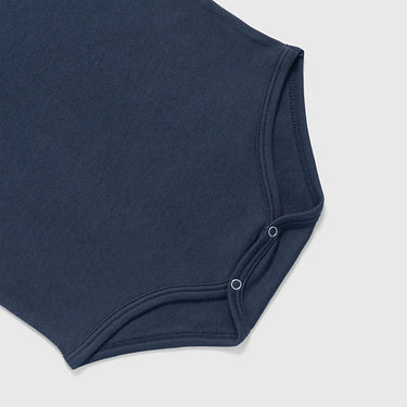 babys 100 cotton short sleeve bodysuit color navy blue