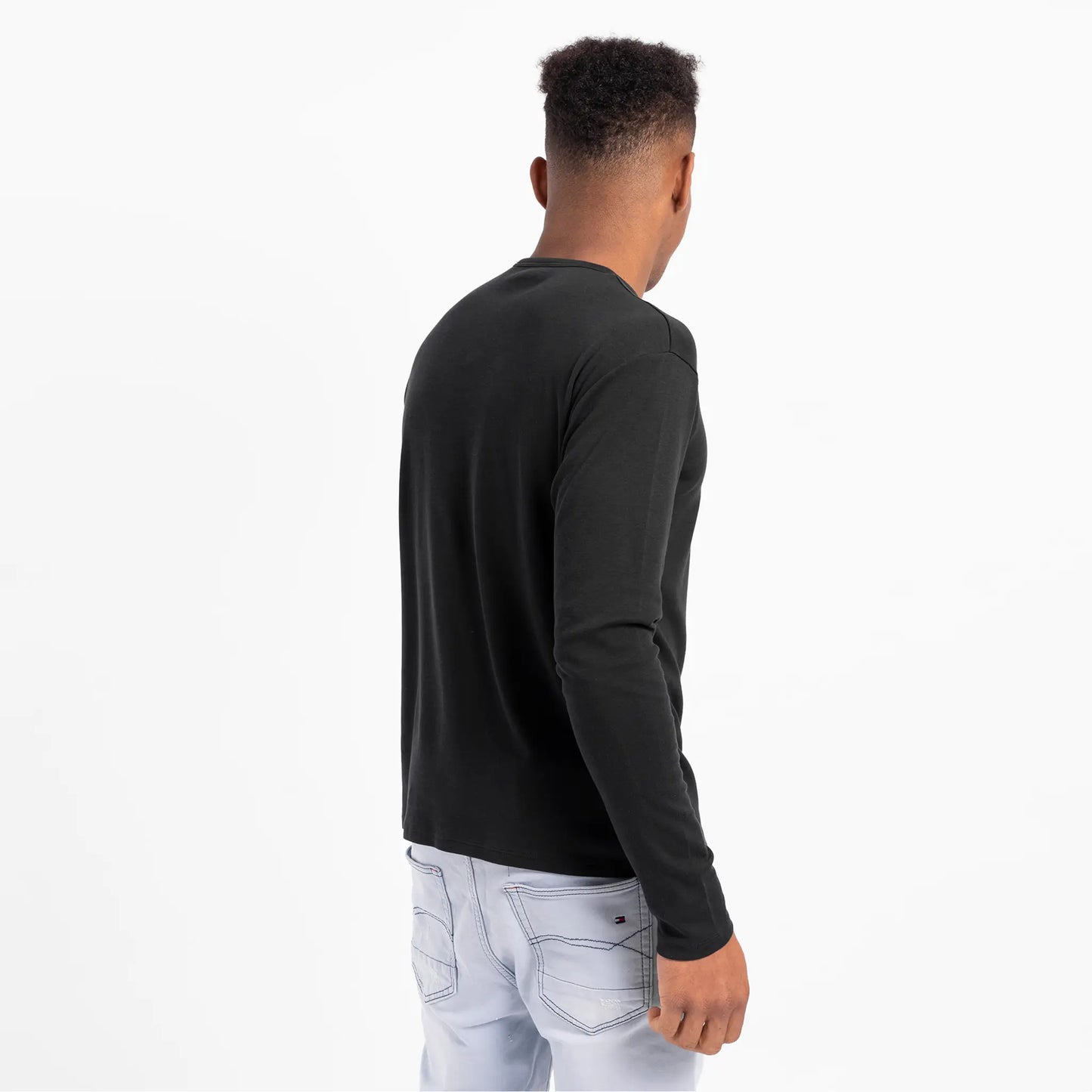Men's Organic Pima Cotton Long Sleeve Shirt color black