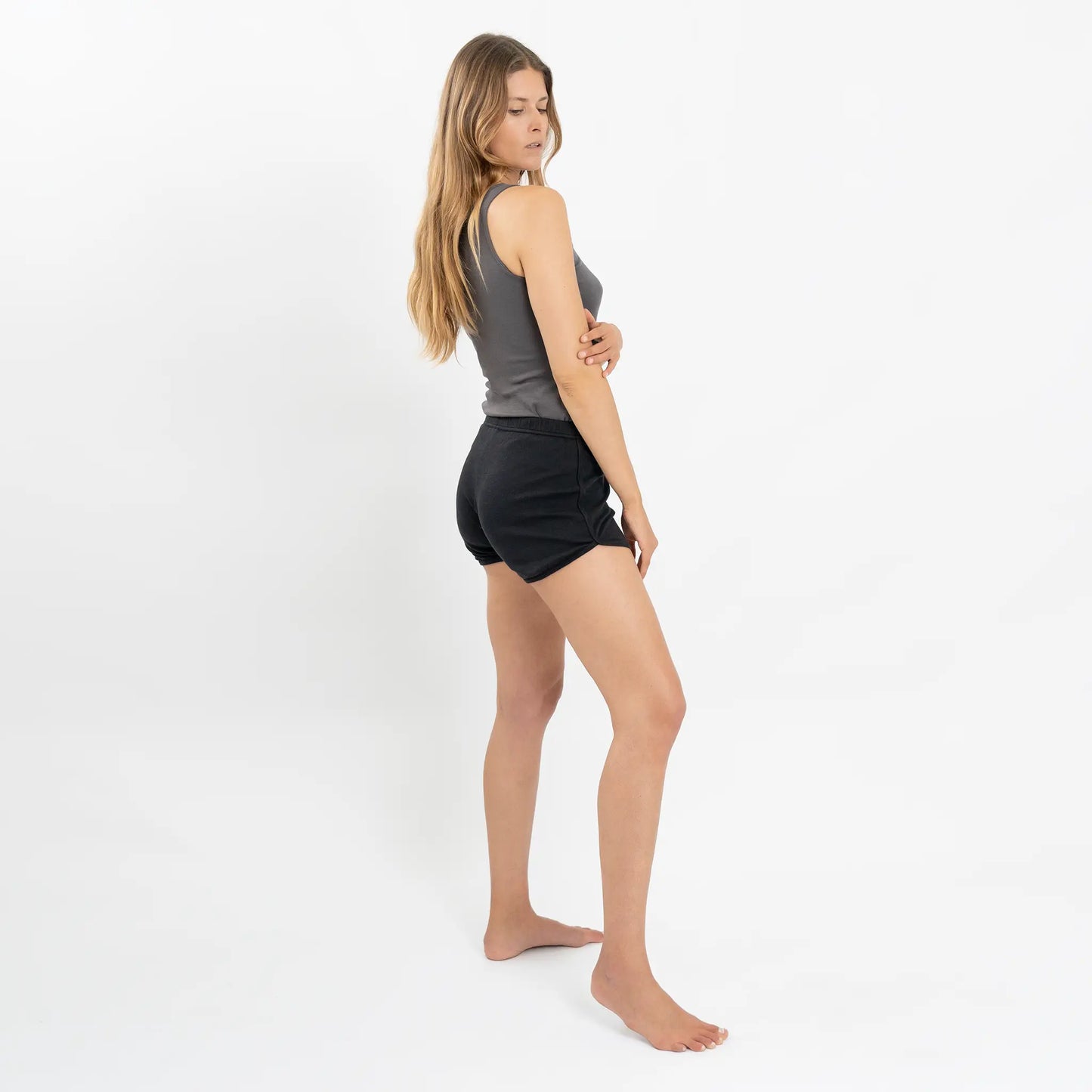 womens pima cotton shorts color black