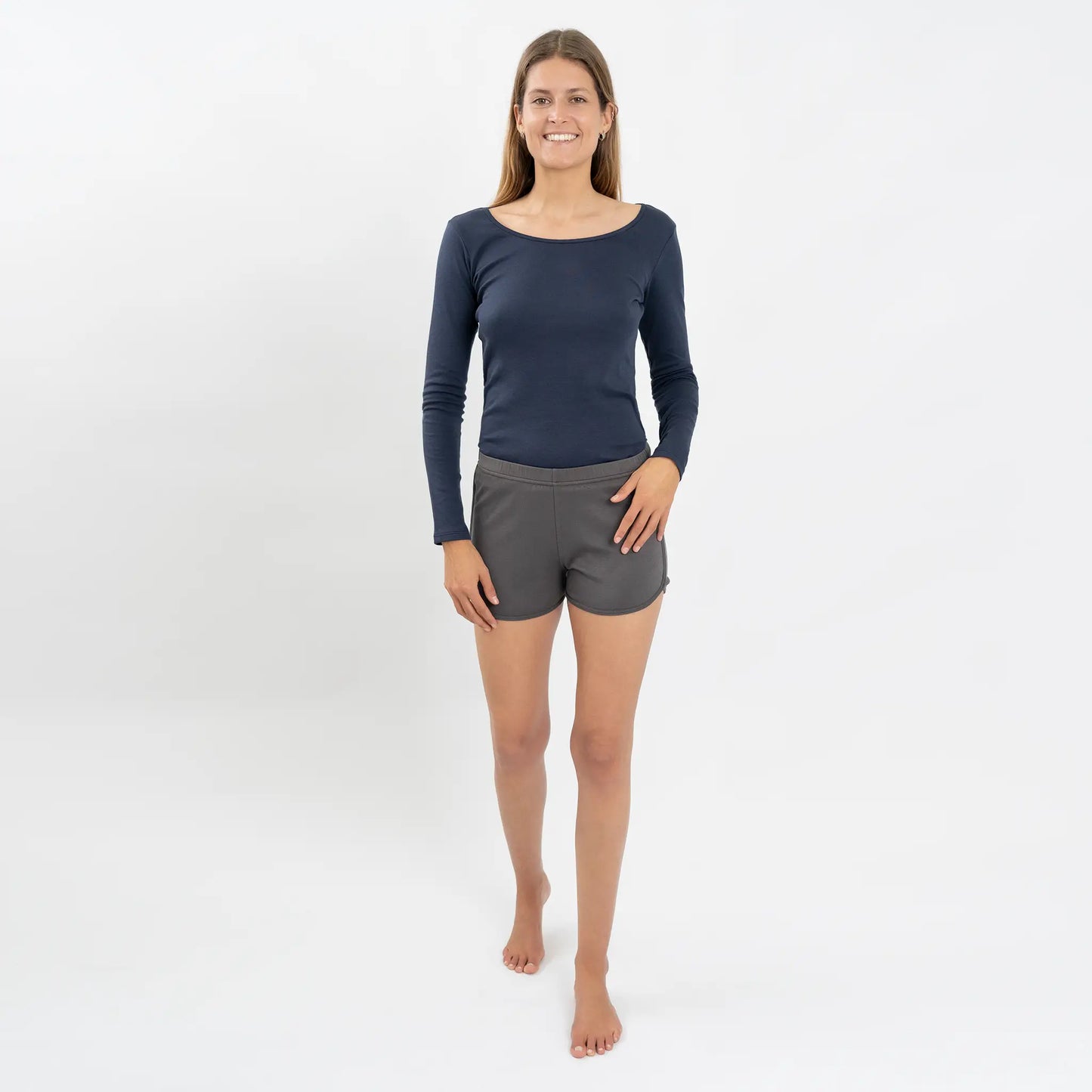 womens silky soft shorts color gray