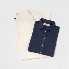 Mix 2 Pack Bundle - Women's Organic Pima Cotton Classic Shirt Heavyweight & Chino Pants