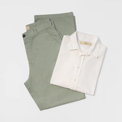 Mix 2 Pack Bundle - Women's Organic Pima Cotton Classic Shirt Lightweight & Chino Pants