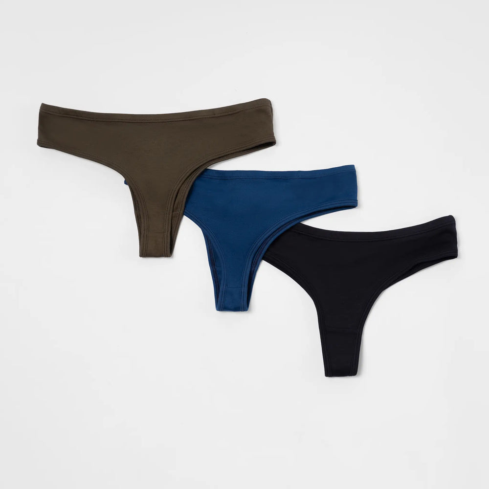 3 Pack Bundle - Women's Organic Pima Cotton Thongs