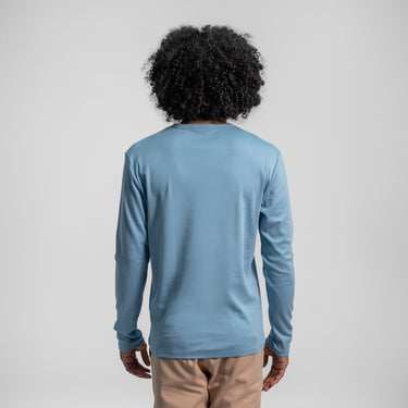 Men's Organic Pima Cotton Long Sleeve Shirt color Natural BabyBlue