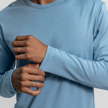 Men's Organic Pima Cotton Long Sleeve Shirt color Natural BabyBlue