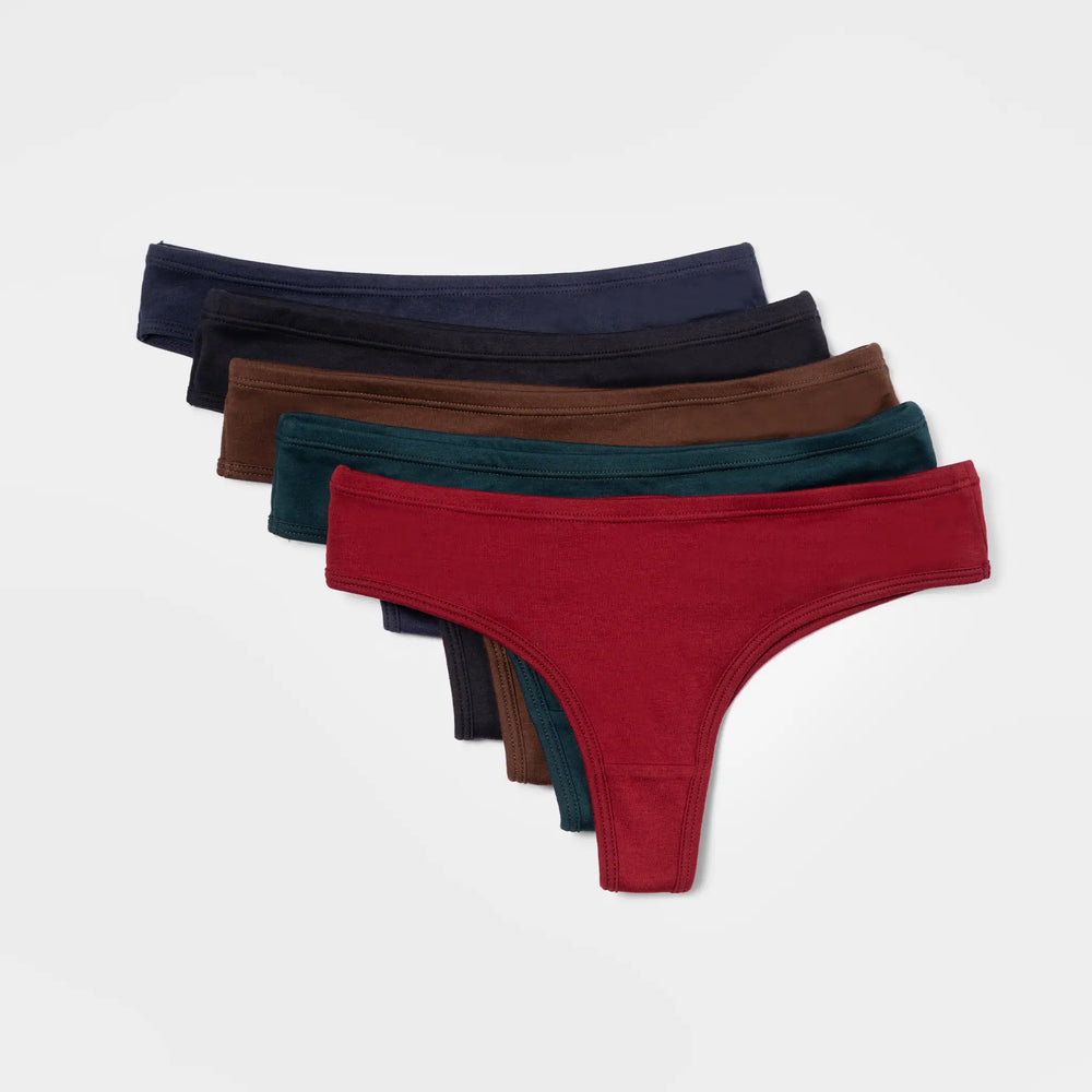 5 Pack Bundle - Women's Organic Pima Cotton Thongs