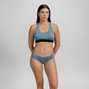 Women's Organic Pima Cotton Thongs color Natural BabyBlue