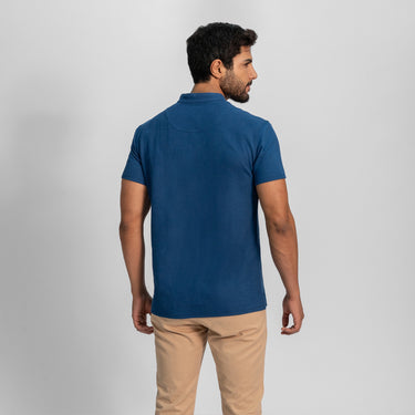 Men's Organic Pima Cotton Polo Shirt color Natural Blue