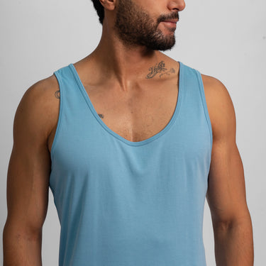 Men's Organic Pima Cotton Tank Top color Natural BabyBlue