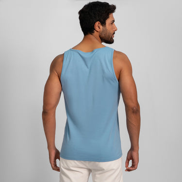 Men's Organic Pima Cotton Tank Top color Natural BabyBlue