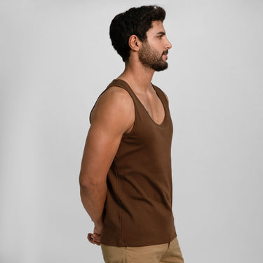 Men's Organic Pima Cotton Tank Top color Brown