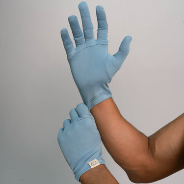 Unisex Organic Pima Cotton Gloves color Natural BabyBlue