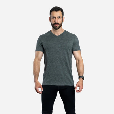 Moisture Wicking Mens Alpaca Wool Shirt 160 Ultralight V Neck color gray