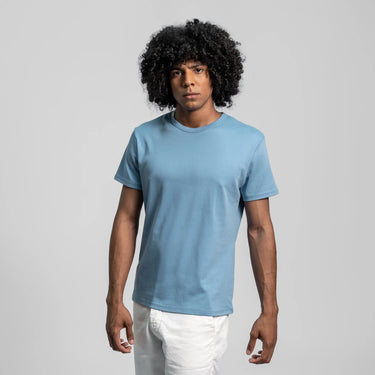 mens comfortable fit crew neck color natural babyblue