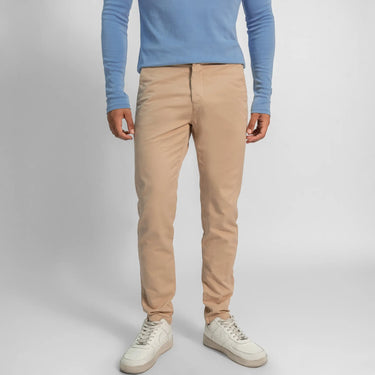 mens comfortable fit slim fit drill pants color beige