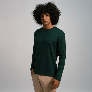 Men's Organic Pima Cotton Long Sleeve Shirt color dark teal
