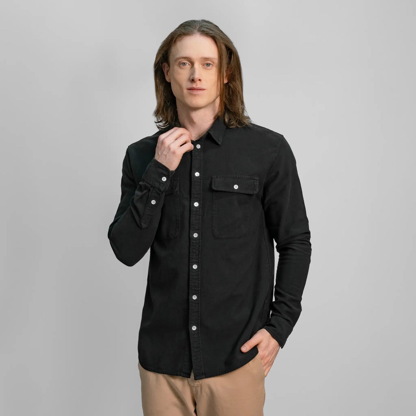 mens eco friendly classic shirt heavyweight color black