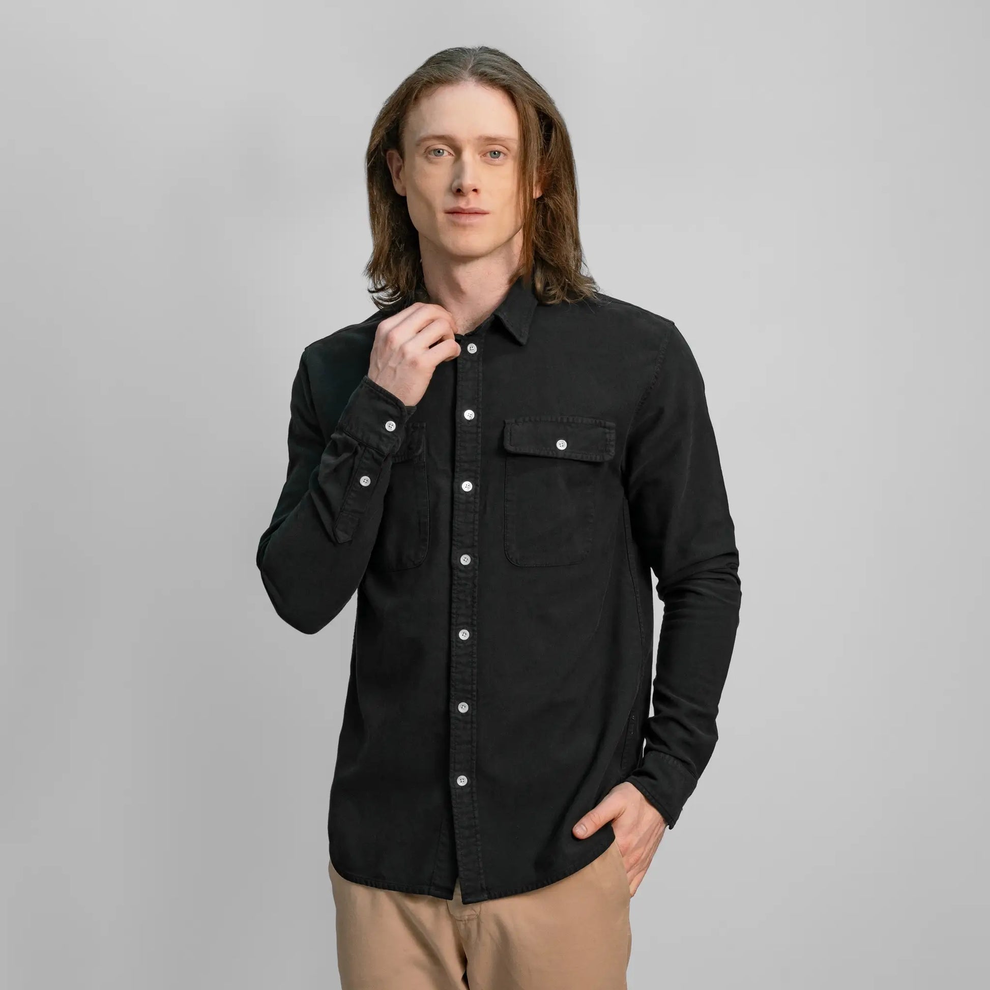 mens eco friendly classic shirt heavyweight color black