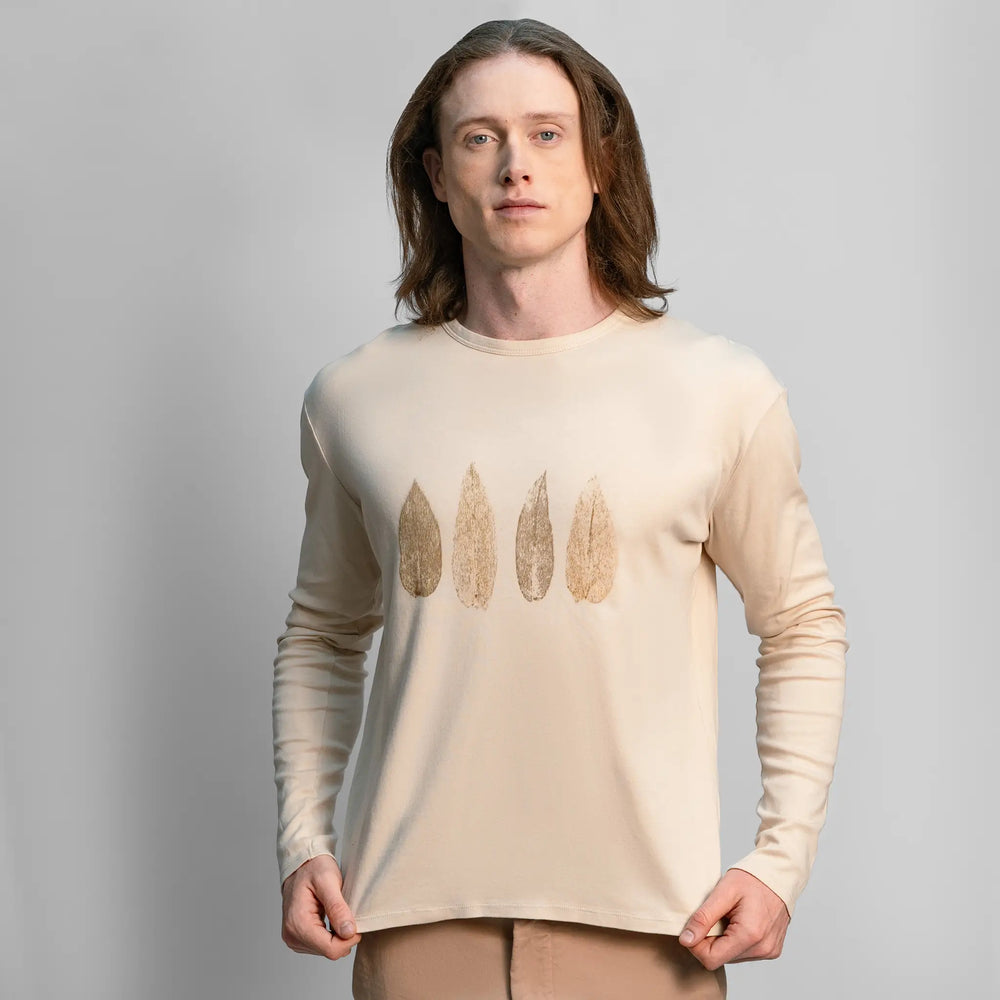 Men's Eco Print Pima Cotton Long Sleeve T-Shirt