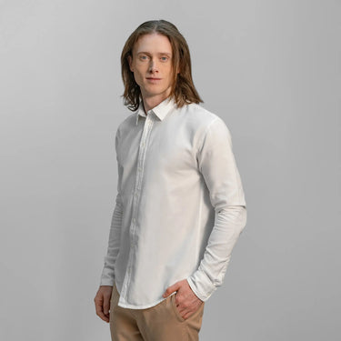 mens eco friendly lightweight oxford button up shirt color white