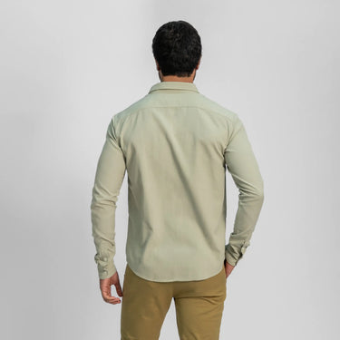 mens eco friendly twill buttonup chest pocket shirt color celadon tint