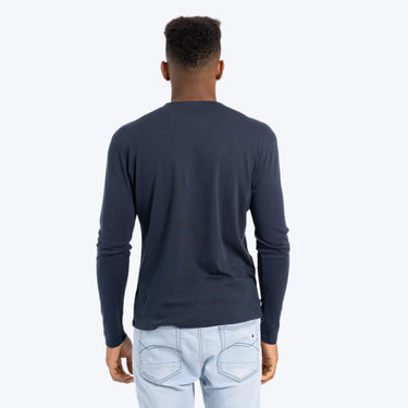 Men's Organic Pima Cotton Long Sleeve Shirt color navy blue
