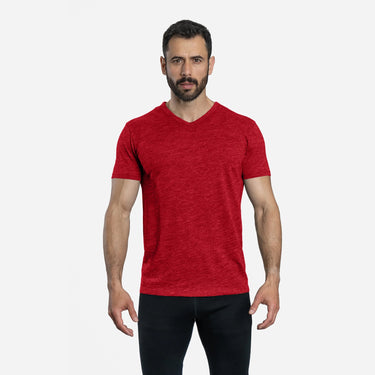 mens fast drying vneck tshirt color red